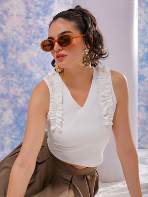 Freehand by The Indian Garage Co. Casual Solid Women White Top