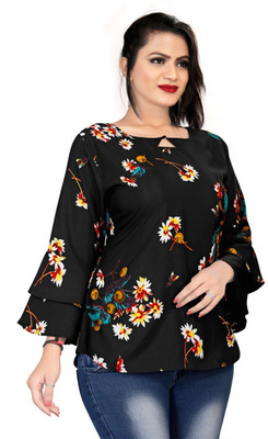 HEMANG FASHION Casual Printed Women Black Top