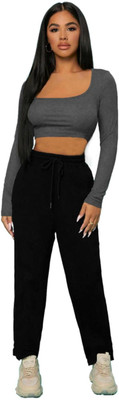 THE BLAZZE Casual Solid Women Grey Top