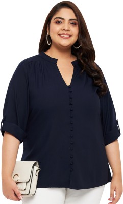 wild U Casual Solid Women Dark Blue Top