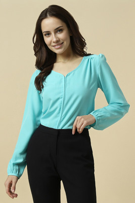 Allen Solly Formal Solid Women Blue Top