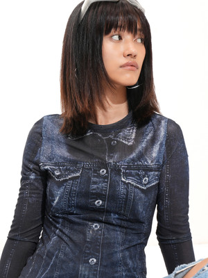 Tokyo Talkies Casual Solid Women Blue Top