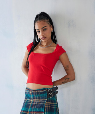 Redamancii Casual Solid Women Red Top