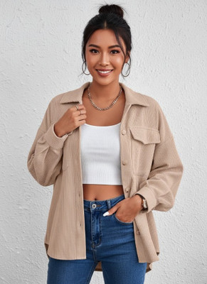 Leriya Fashion Casual Self Design Women Beige Top