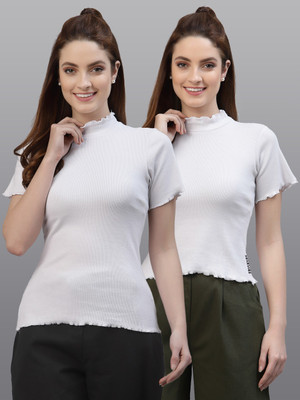 FRISKERS Party Solid Women White Top