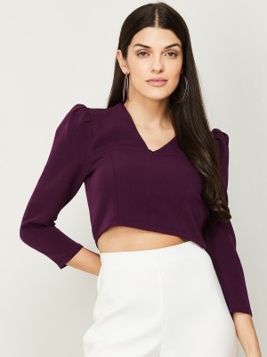 Ginger by Lifestyle Casual Solid Women Purple Top