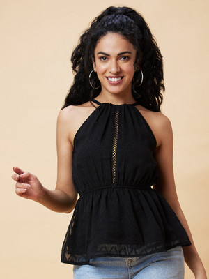 Globus Casual Solid Women Black Top