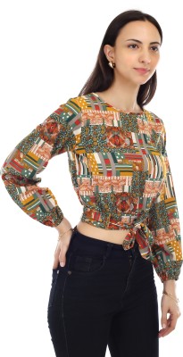 JUST YOUR CHOICE Casual Printed Women Green Top