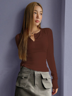 NAVYANKAA Casual Solid Women Brown Top
