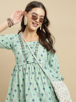 Janakdulari fashion Formal Floral Print Women Green Top