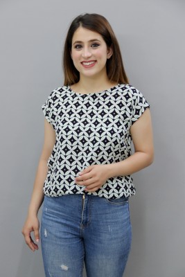 CRAZEVILLA Casual Printed Women Black, White Top