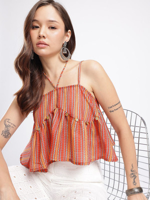 fusion by glitchez Casual Striped Women Multicolor Top