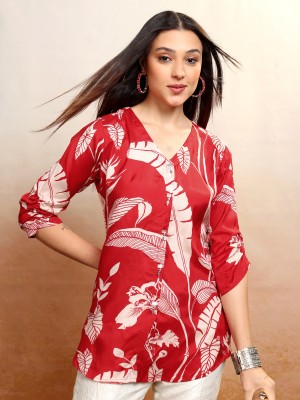 Vishudh Casual Printed Women Red Top