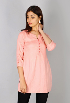 IRIDAA JAIPUR Casual Solid Women Pink Top