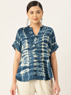 METRONAUT Casual Tie & Dye Women Dark Blue Top