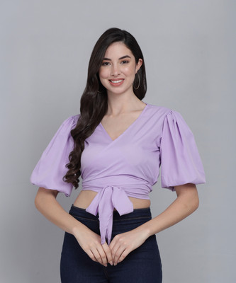 FUNDAY FASHION Casual Solid Women Purple Top