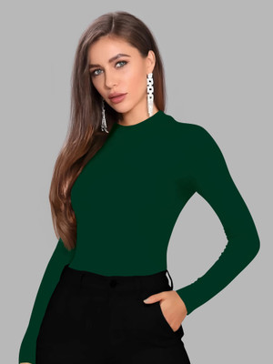 Dream Beauty Fashion Casual Full Sleeve Solid Women Green Top