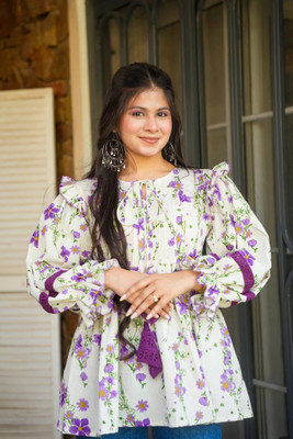 PRIYAAA FASHION Casual Printed Women Purple Top