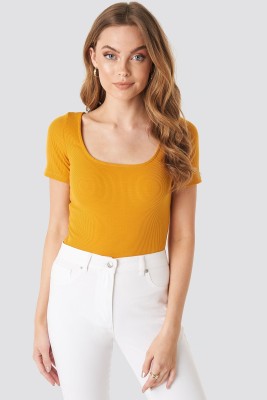 Redamancii Casual Solid Women Yellow Top