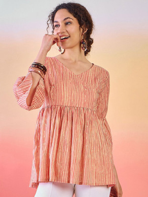 Sangria Casual Striped Women Pink Top