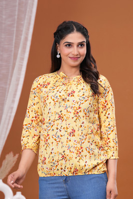 TRUSTED ENTERPRISES Casual Printed Women Yellow Top