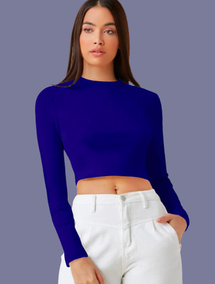 Dream Beauty Fashion Casual Solid Women Blue Top