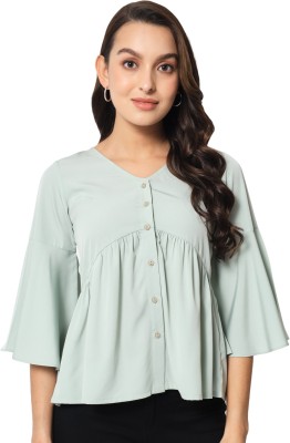 ALL WAYS YOU Casual Solid Women Light Green Top