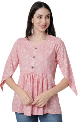Chhawdi Casual Printed Women Pink, White Top