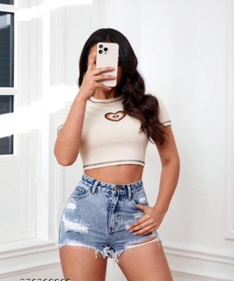 hug nation Casual Printed Women Beige Top