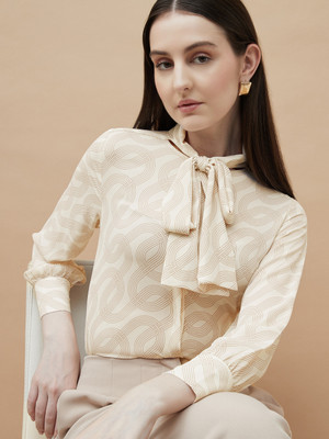 CODE by Lifestyle Casual Printed Women Beige Top
