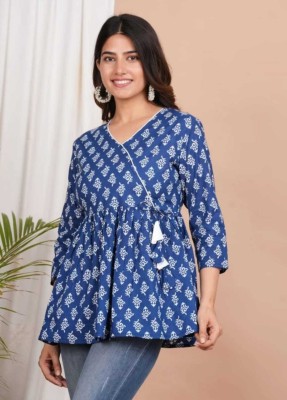 raj enterprises Casual Printed Women Blue Top