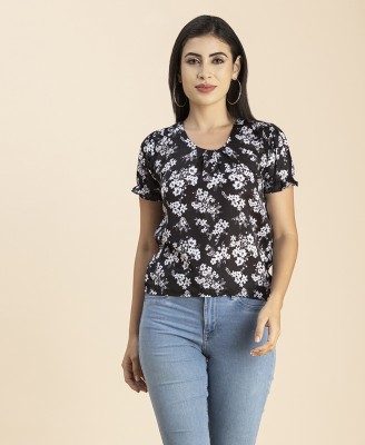 moomaya Casual Printed Women Black, White Top