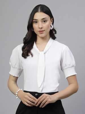 Style Quotient Formal Solid Women White Top