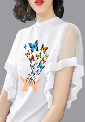 CNQFS FASHION Casual Printed Women White Top