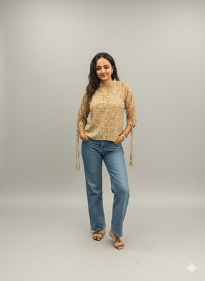 GROMint Casual Floral Print Women Yellow Top
