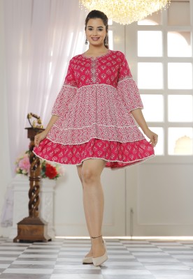Radhika Fashion Casual Embroidered Women Pink, White Top