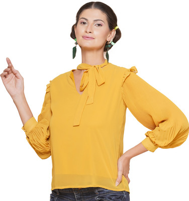 Jakanary Casual Solid Women Yellow Top