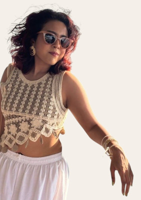 Laxmi Empire Casual Self Design Women White, Brown Top