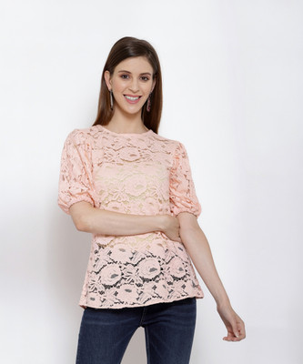 Selvia Casual Self Design Women Pink Top