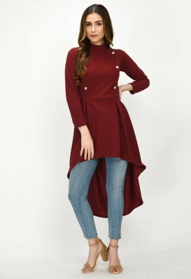 SAKSHI TRADER Casual Solid Women Maroon Top