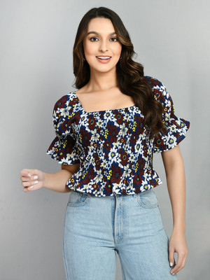 ADRIANA Party Printed Women Brown Top