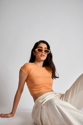 Bonkers Corner Casual Solid Women Orange Top