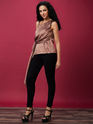 Globus Casual Solid Women Brown Top