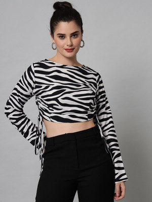 CULPI Casual Printed Women Black, White Top