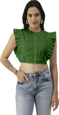 moomaya Casual Solid Women Green Top