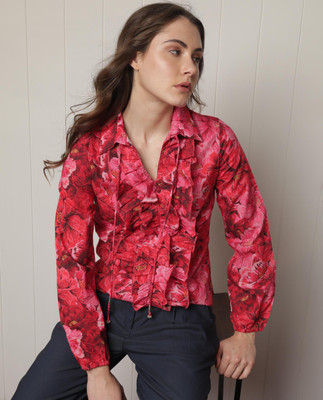 RAREISM Party Floral Print Women Maroon Top