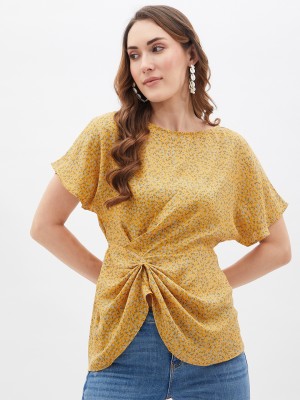 KIBO Casual Printed Women Yellow Top