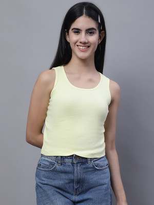 FBAR Casual Solid Women Light Green Top