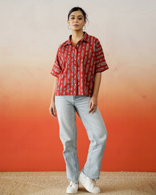 Sanskrutihomes Casual Floral Print Women Red Top