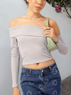 Dressberry Casual Solid Women Purple Top